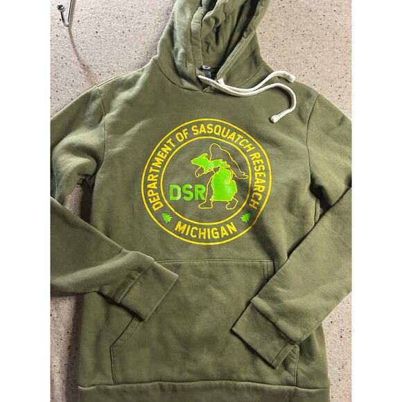 Michigan Department of Sasquatch Research Hoodie Small Olive Green Outdoors - Picture 1 of 5